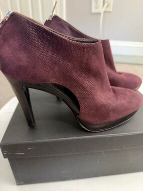 Calvin Klein collection Suede Cutout High Heel Booties - Bordeaux Size 38.5